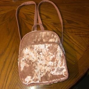 Rose gold velvet back pack